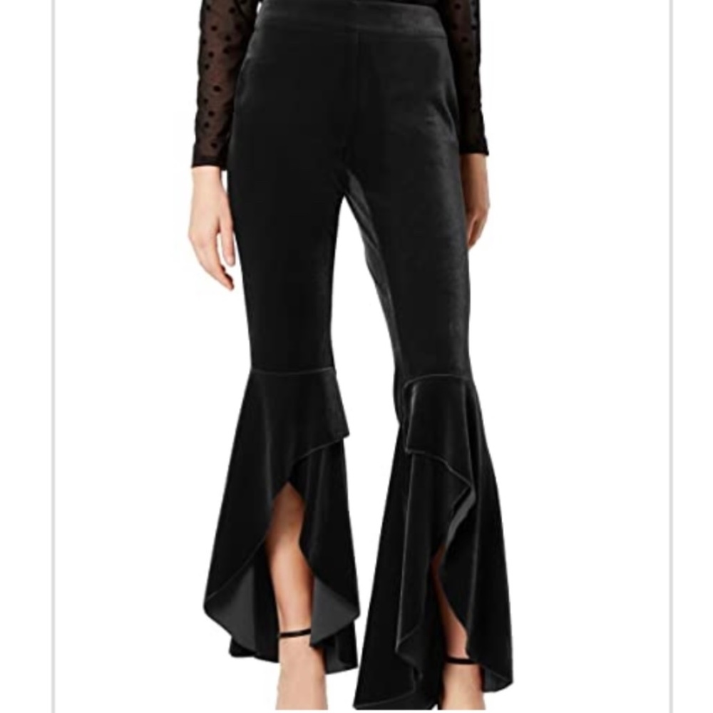 INC Women's Velvet Flare Pants Black